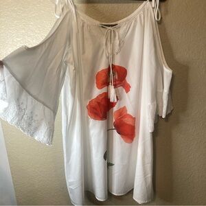 C.O.Z.Y Boho Loose Fit Dress Off Shoulder Poppy Floral Sexy Lace Women’s Medium